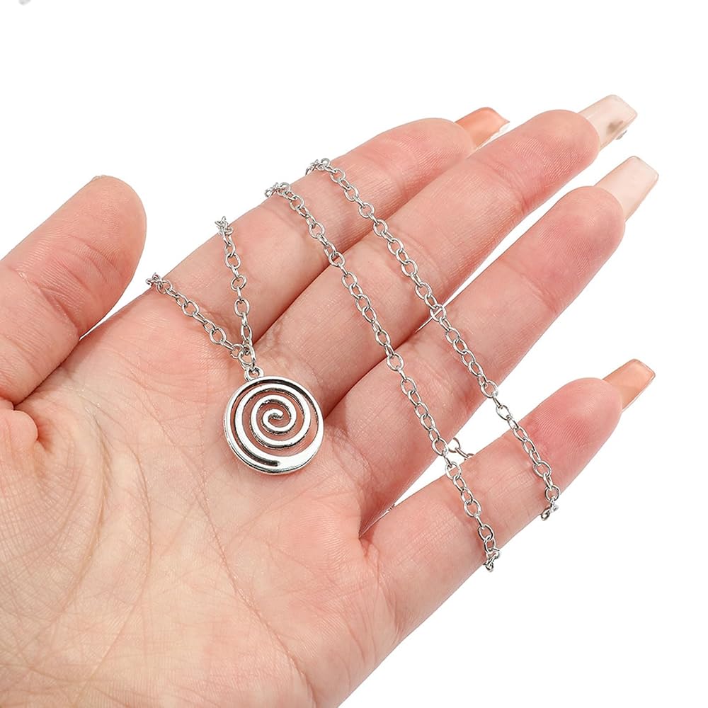 アクセサリー OPIUM- grunge spiral silver necklace Y2K New Trendy Vintage Spiral Pendant Necklace Women Men Y2K